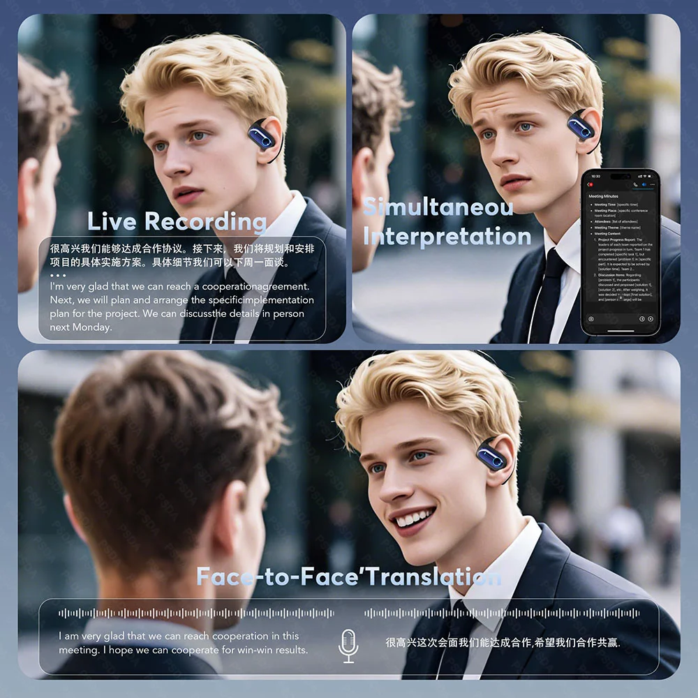 Más de 133 idiomas con IA, traducción por IA, auriculares Bluetooth 5.4, traductor, modo inteligente 4 en 1, pantalla táctil, auriculares en tiempo real. - Imagen 4
