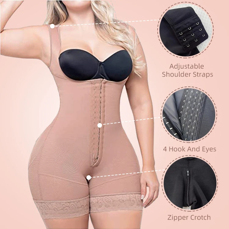 Corsé para mujer Faja Moldeadora para mujer Colombianas Fajas 3 filas Cierre de ganchos Moldeador corporal con tirantes anchos - Imagen 2