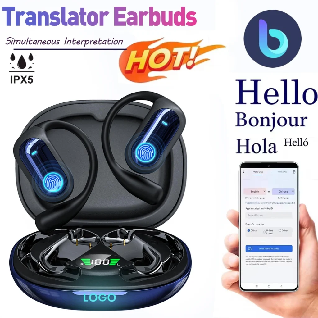 Más de 133 idiomas con IA, traducción por IA, auriculares Bluetooth 5.4, traductor, modo inteligente 4 en 1, pantalla táctil, auriculares en tiempo real.