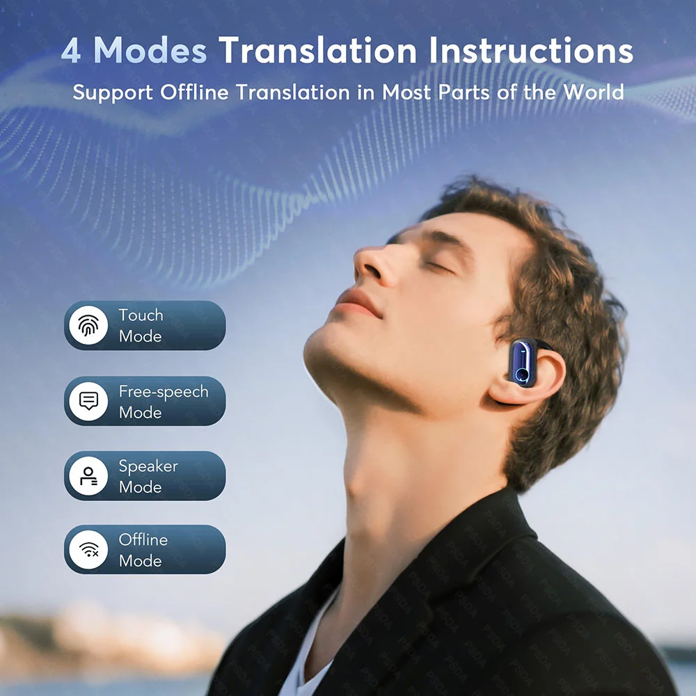 Más de 133 idiomas con IA, traducción por IA, auriculares Bluetooth 5.4, traductor, modo inteligente 4 en 1, pantalla táctil, auriculares en tiempo real. - Imagen 6